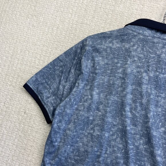 Lief Horsens Couture Men Polo Short Sleeves Shirt Sz L Blue Floral Tropical AOP - Picture 12 of 15